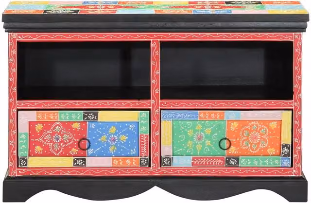 Berkfield Home Multicolour Wood Media Storage Cabinet in Black