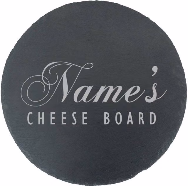 Uniqueful Personalised Round Black Slate Cheeseboard