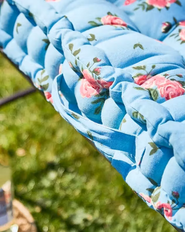 Dibor Vintage Blue and Pink Floral Quilted Garden Bench Cushion, W: 44 cm, L: 112 cm – 4