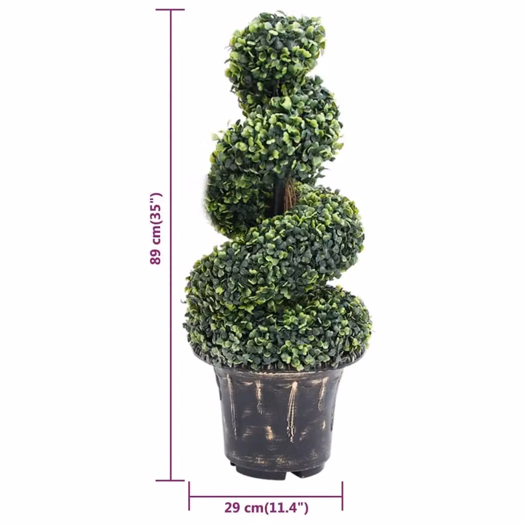 Berkfield Home Artificial Green Boxwood Spiral Potted Plant, Height: 89 cm – 5