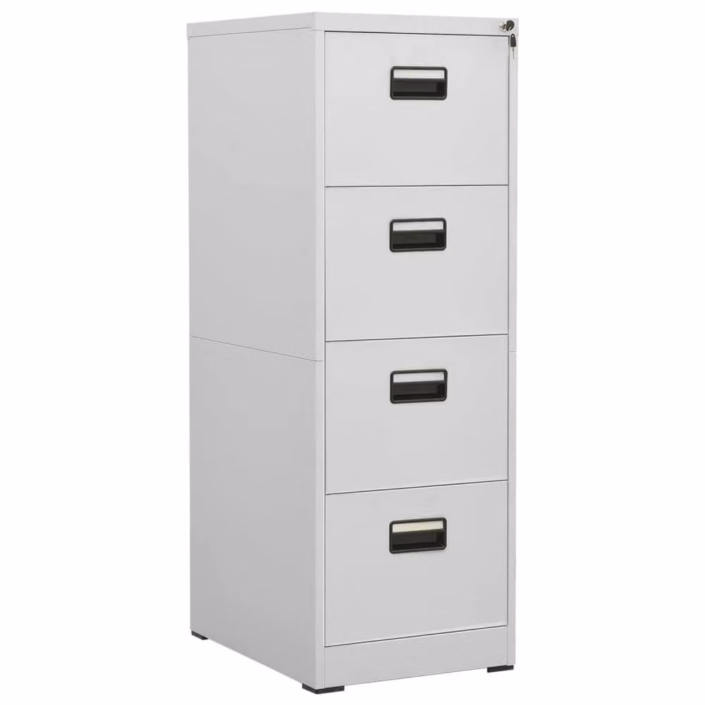 Berkfield Home Modern Steel Filing Cabinet in Light Grey, W/D/H: 46 x 62 x 133 cm