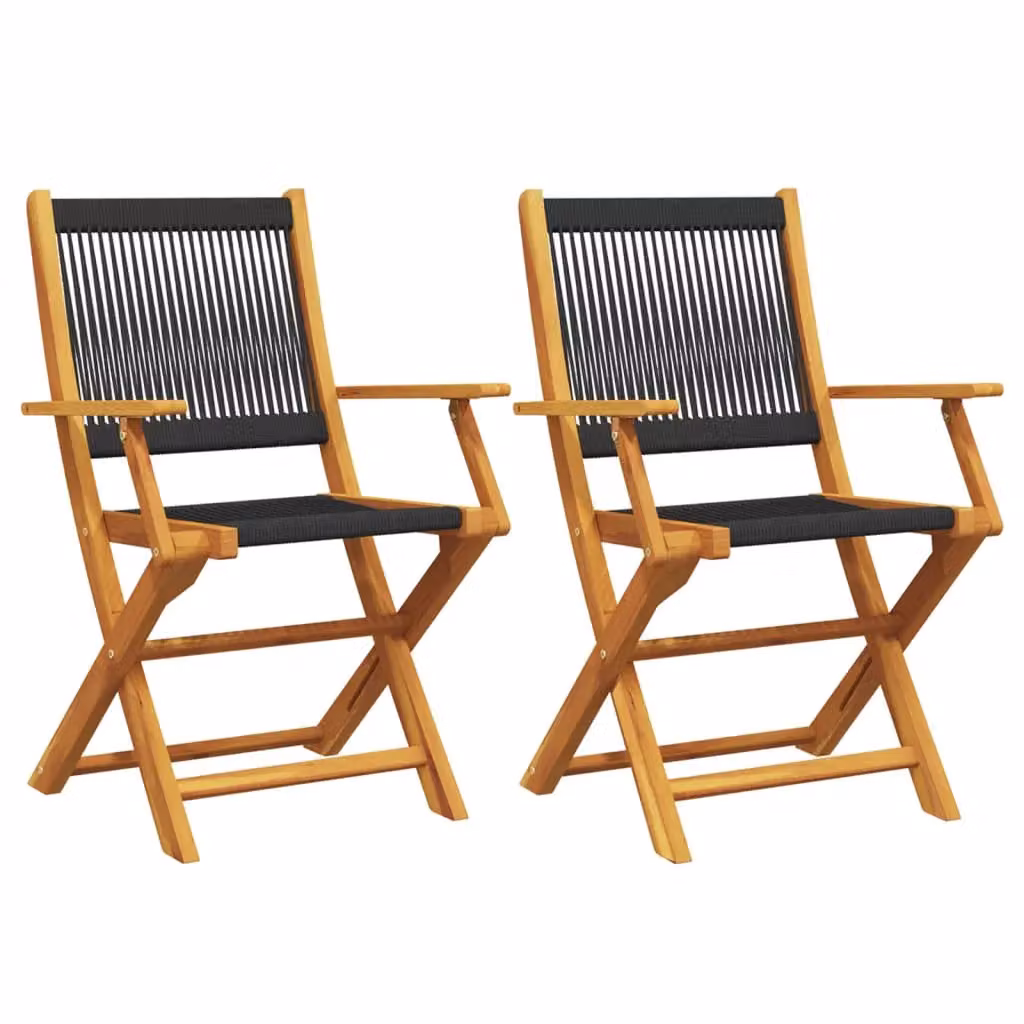 Berkfield Home Set of 2 Black Acacia Wood and Polypropylene Garden Chairs – 2