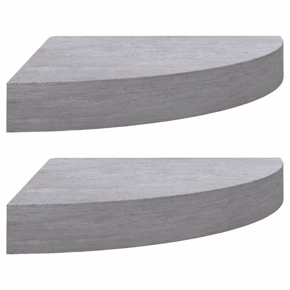 Berkfield Home Wall Mounted Corner Shelves, 2 Pack, Concrete Grey MDF and Metal, W/D/H: 25 x 25 x 3.8 cm – 3