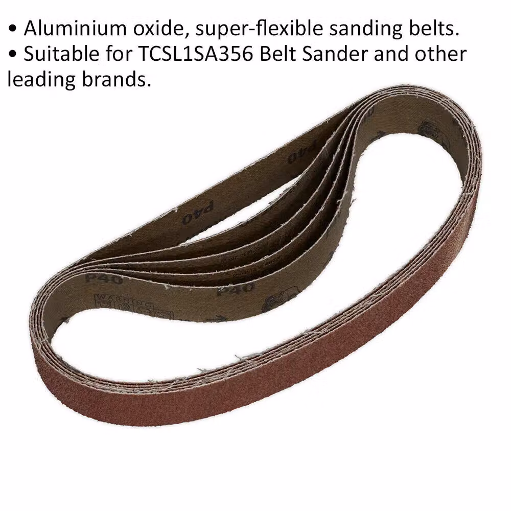 Loops 5 Pack 40 Grit Aluminium Oxide Sanding Belts, 30mm x 540mm, Brown/Multicolour – 2