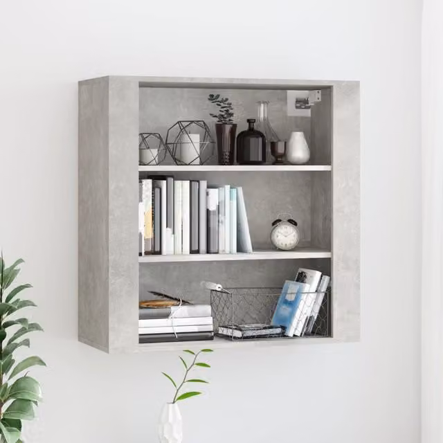 Berkfield Home Wall Mounted Cabinet in Concrete Grey, W/D/H: 80 x 33 x 80 cm