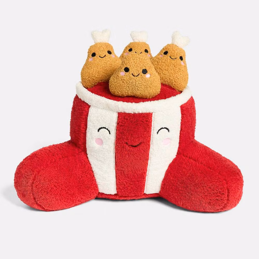OHS Kids Krispy The Fried Chicken Cuddle Cushion Backrest Reading Pillow, Red and Multicolour Plush Polyester Wedge – 2