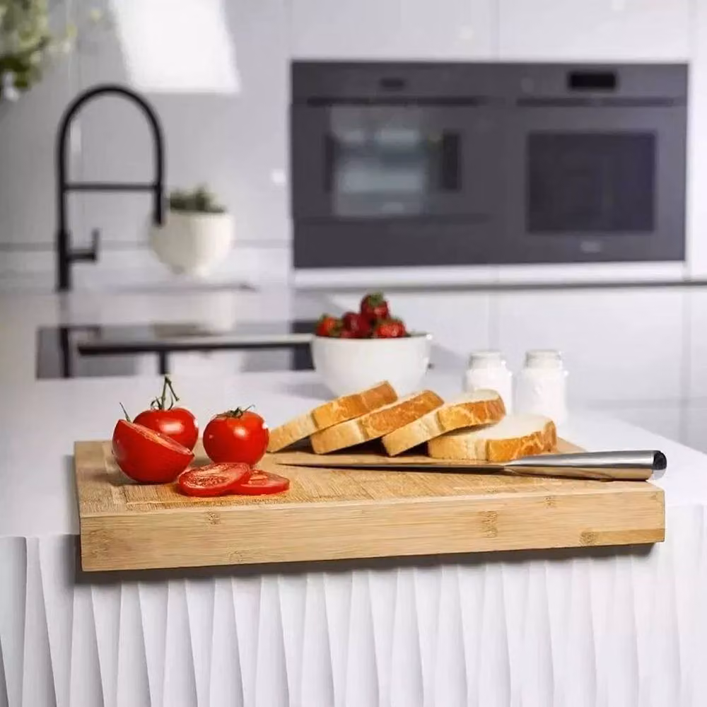 Kelvenix Brown Bamboo Rectangular Counter Edge Chopping Board with Groove – 3