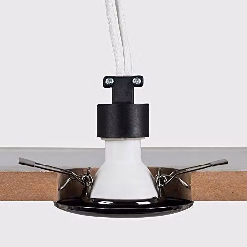 ValueLights Modern Black and Chrome Metal Fixed Downlight Ceiling Light Fitting, Pack of 6 – 3