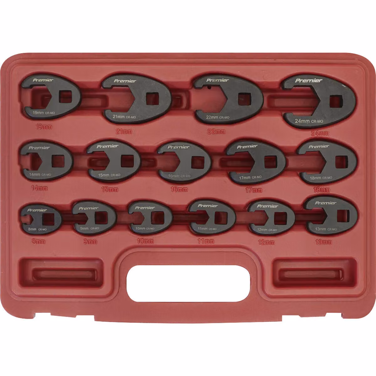 Loops 15pc Crows Foot Nut Spanner Socket Set with 3/8 inch Square Drive Ratchet in Chrome Molybdenum and Stainless Steel, Red and Multicolour – 3