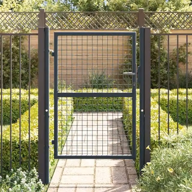 Berkfield Home Galvanised Steel Mesh Garden Gate in Grey, W: 100 cm, H: 175 cm – 1