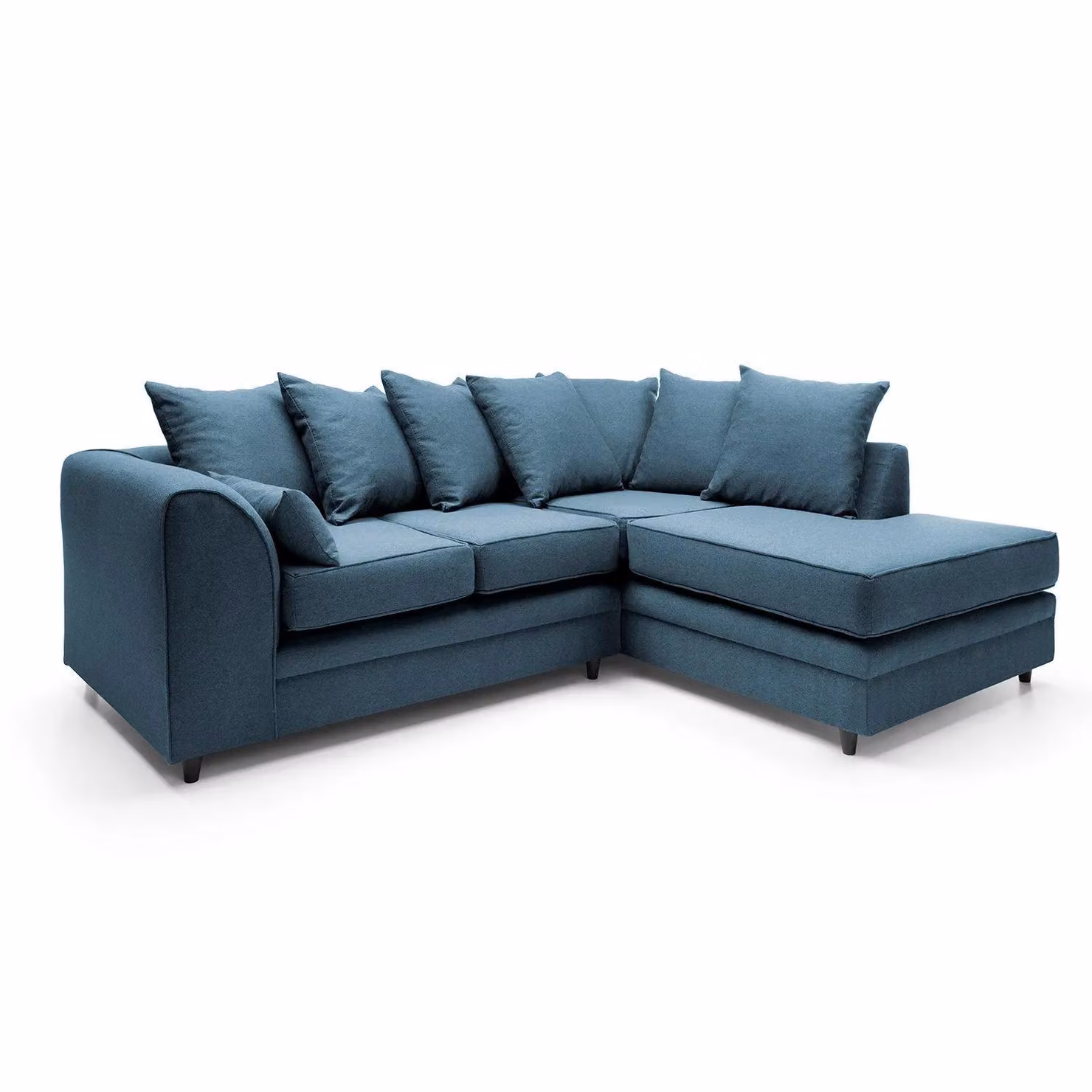 Abakus Direct Darcy L-Shaped 3 Seater Corner Sofa in Petrol Blue Fabric, W/D/H: 212 x 164 x 90 cm – 2