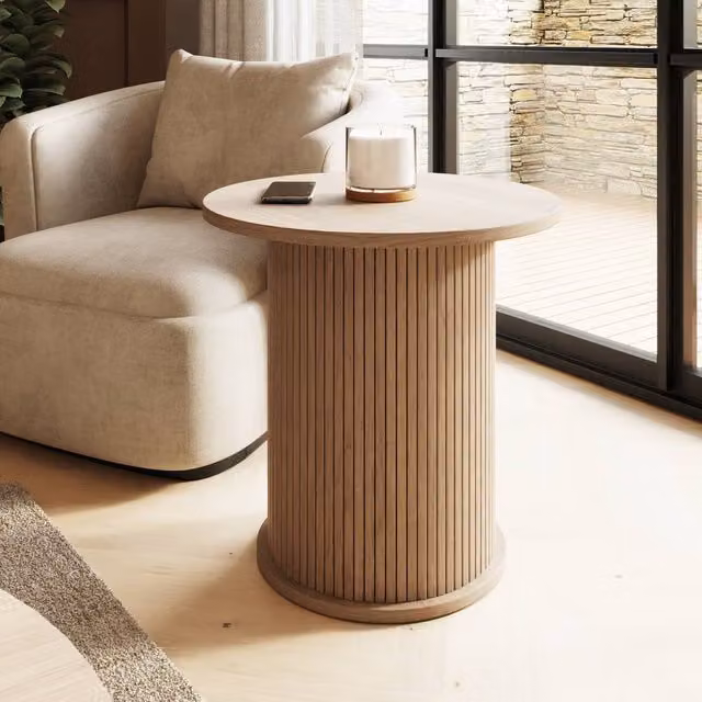 GFW Omari Round Side Table in Light Oak