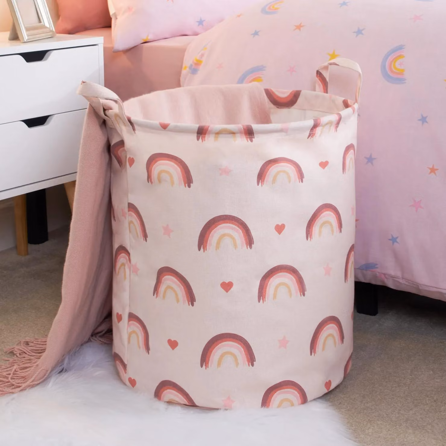OHS Collapsible Pop Up Laundry Basket and Toy Organiser in Light Pink – 2