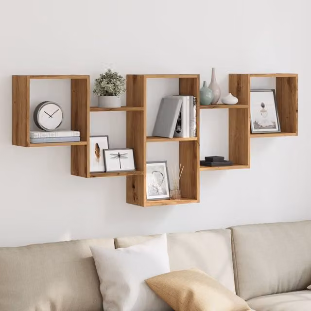 Berkfield Home Artisan Oak Wall Shelf in Brown, W: 159 cm, D: 18 cm, H: 66 cm