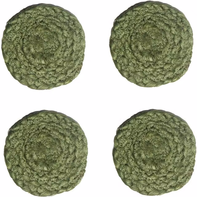 Esselle Ure Round Jute Rope Coasters, 4 Pack, Green – 1