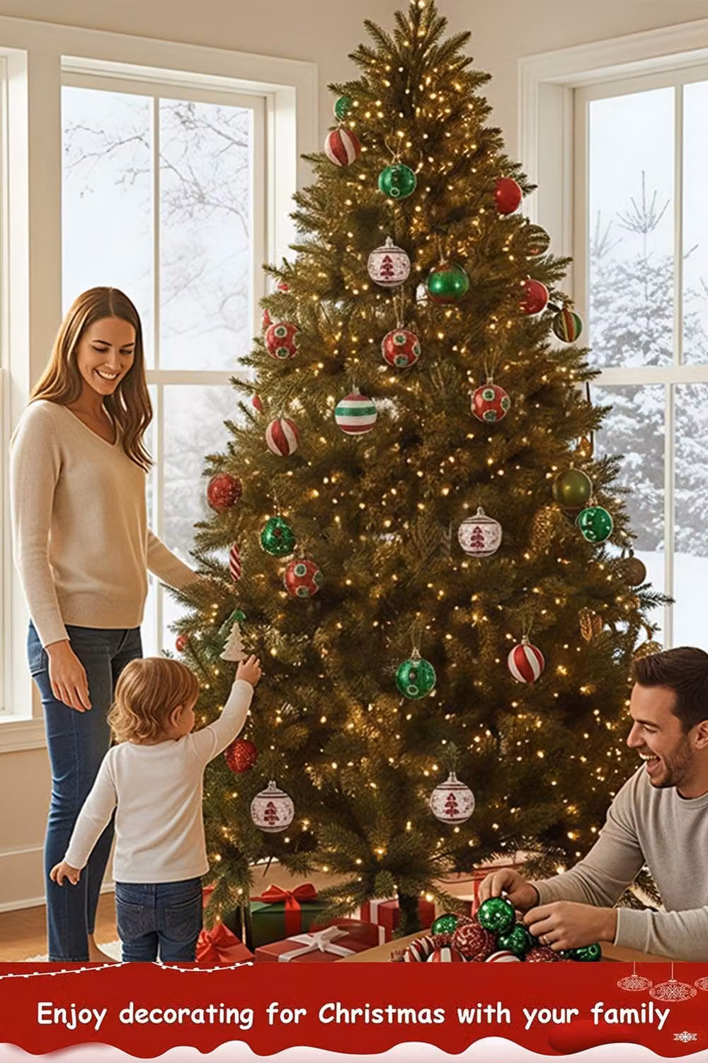 Living and Home 30-Piece Multicolour Christmas Bauble Ornament Set with Snowflake, Striped and Polka Dot Designs – 3
