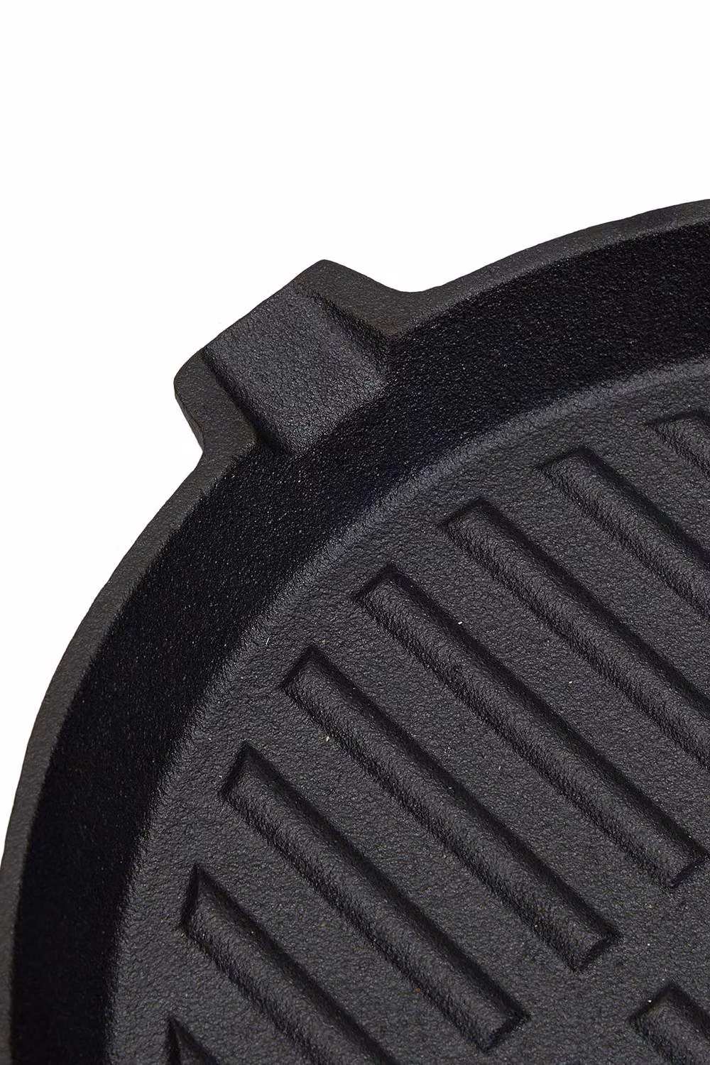 Garden Sanctuary Black Uncoated Cast Iron Grill Pan with Removable Wooden Handle and Pouring Spout – 3