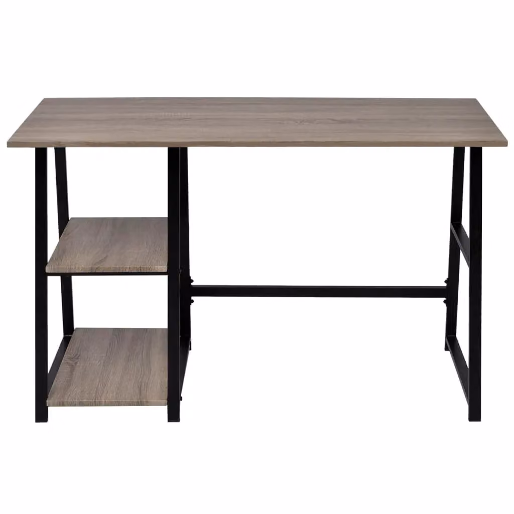 Berkfield Home Industrial Computer Desk with 2 Shelves in Grey and Oak – 2