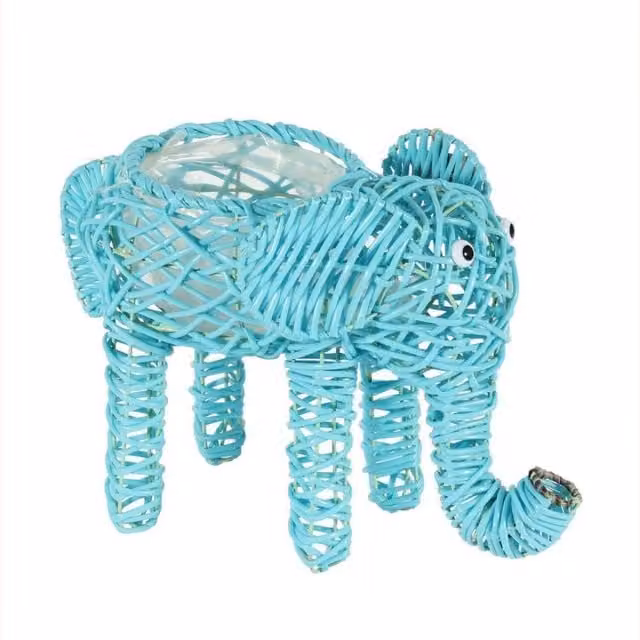 KDMD Elephant Planter Tub in Blue Grey and Turquoise