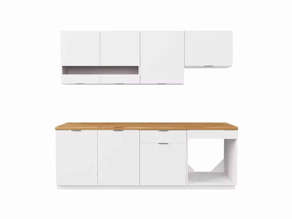 Vente-unique Modern Complete Kitchen Set with 6 Storage Units in White and Light Oak, W: 200 cm, D: 60 cm, H: 82 cm – 2