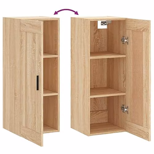 vidaXL Wall Mounted Cabinet in Brown Sonoma Oak, W/D/H: 34.5 x 34.5 x 90 cm – 3