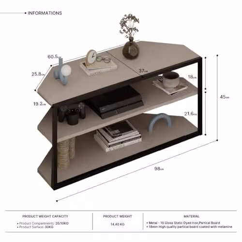 Decortie Echo Modern TV Unit in Mid Grey – 3