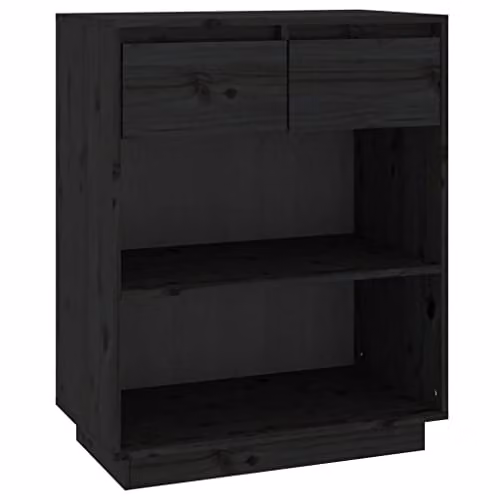 vidaXL Premium Console Cabinet in Black Solid Pinewood, W/D/H: 60 x 34 x 75 cm – 1