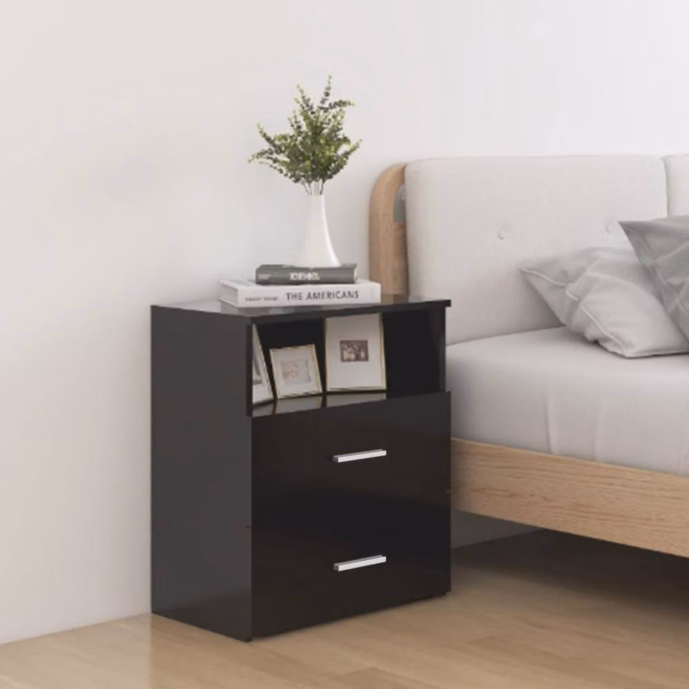 Berkfield Home Set of 2 Modern Black Bedside Cabinets, W/D/H: 50 x 32 x 60 cm – 2