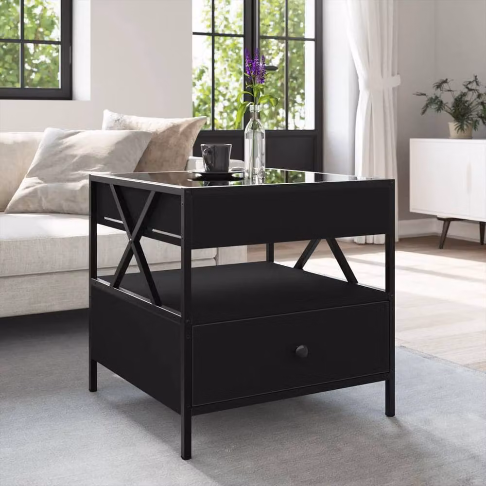 Berkfield Home Infinity LED Decorative Coffee Table in Black, W/D/H: 50 x 50 x 51 cm – 2