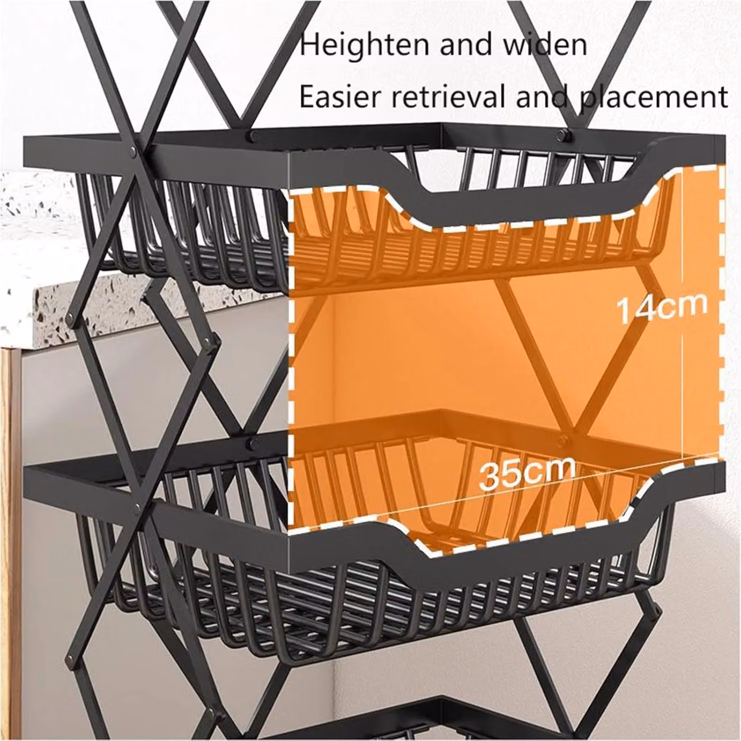 Xample 4 Tier Rotating Kitchen Storage Trolley Cart in Black – 5