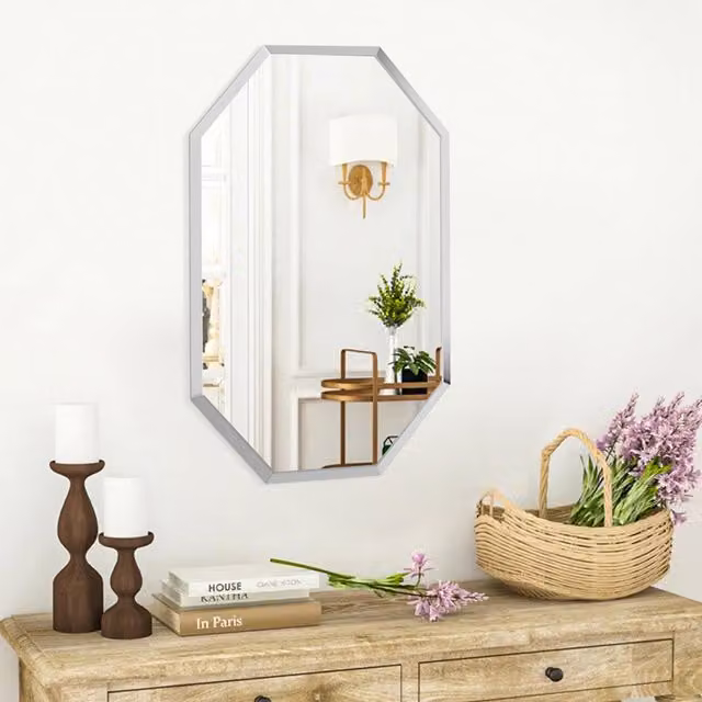 Livingandhome Modern Rectangular Frameless Wall Mirror in Transparent Yellow Glass