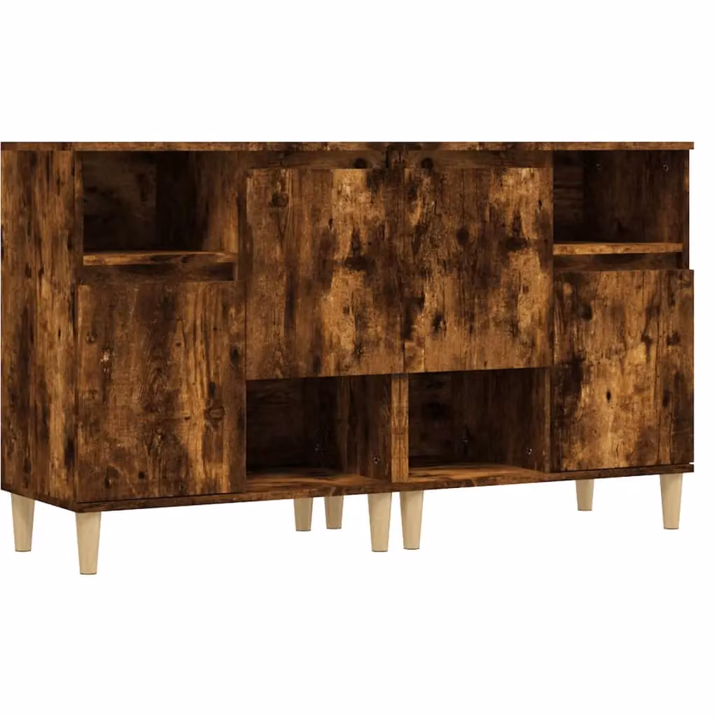 Berkfield Home Set of 2 Smoked Oak Sideboards in Brown, W/D/H: 60 x 35 x 70 cm – 2
