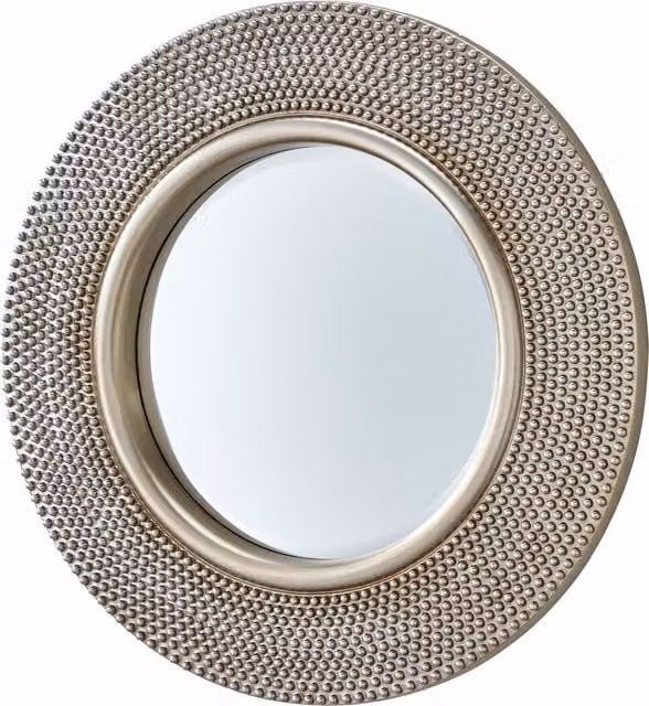 Yearn Bobble Round Wall Mirror in Silver, Diameter: 79 cm