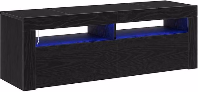 Berkfield Home Modern TV Cabinet with LED in Black Oak, W/D/H: 120 x 35 x 40 cm – 1