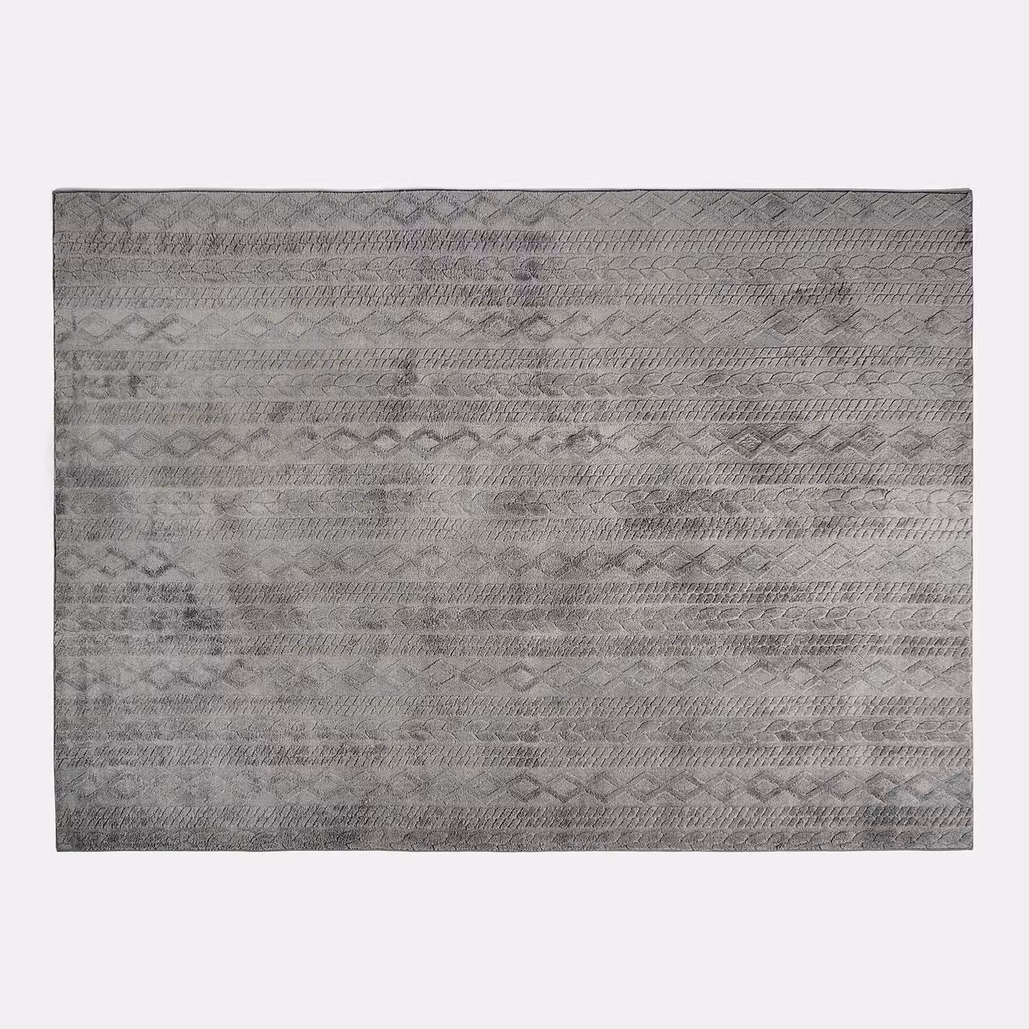 OHS Grey Cable Knit Non-Slip Jacquard Rug, W/D/H: 160 x 230 cm – 2