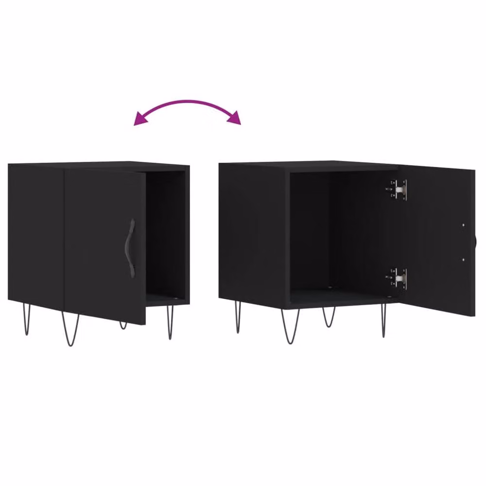 Berkfield Home Set of 2 Modern Black Bedside Cabinets in Engineered Wood, W/D/H: 40 x 40 x 50 cm – 4