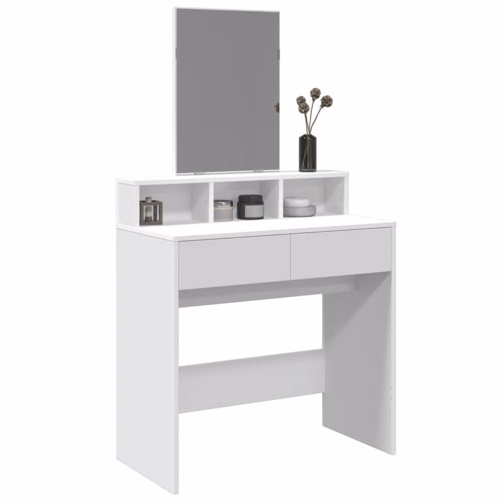 Berkfield Home Beautiful Dressing Table with Mirror, White, W: 80 cm, D: 41 cm, H: 144.5 cm – 2