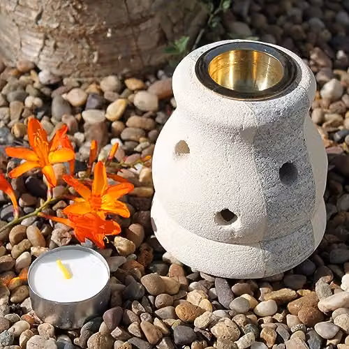 KDMD Combo Shaped Stone Oil Burner in White – 2