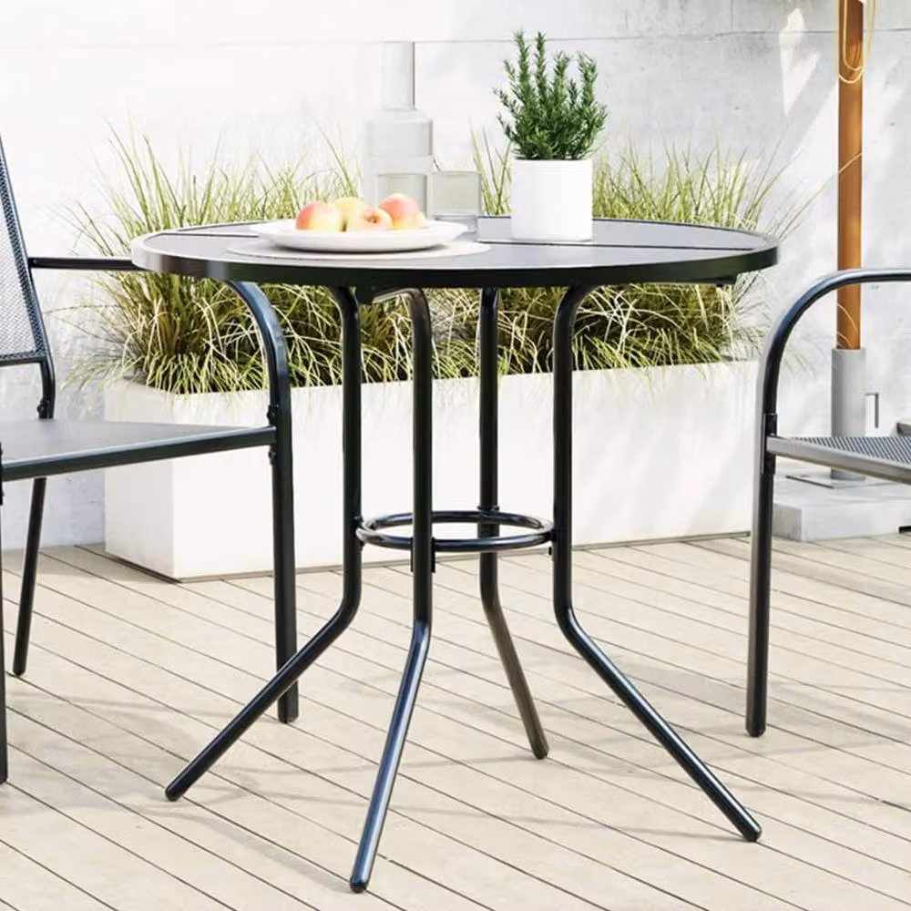 Berkfield Home Round Patio Table in Anthracite Grey, Powder-coated Steel, Diameter: 80 cm, Height: 72.5 cm – 2
