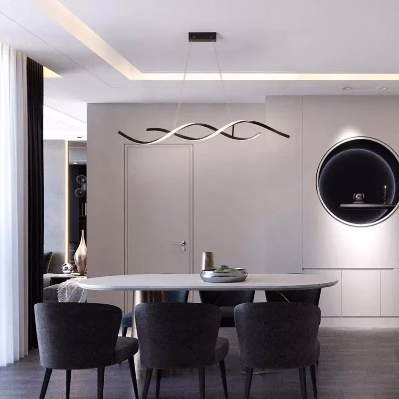 Garwarm Modern Black LED Dimmable Kitchen Island Pendant Light with Remote Control – 3