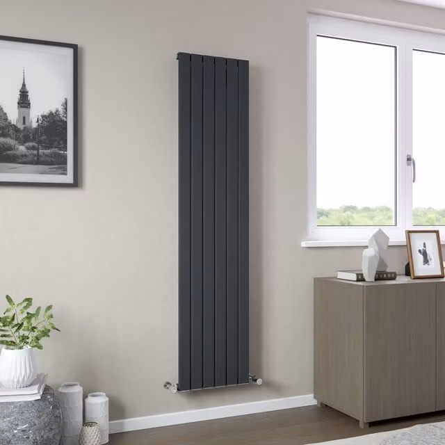 Agadon Vienna Designer Aluminium Radiator in Dark Grey, W: 180 cm, H: 41.5 cm, D: 41.5 cm
