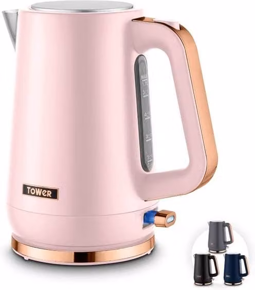 Tower Cavaletto 1.7L Jug Kettle in Pink and Rose Gold with Stainless Steel Body and Limescale Filter