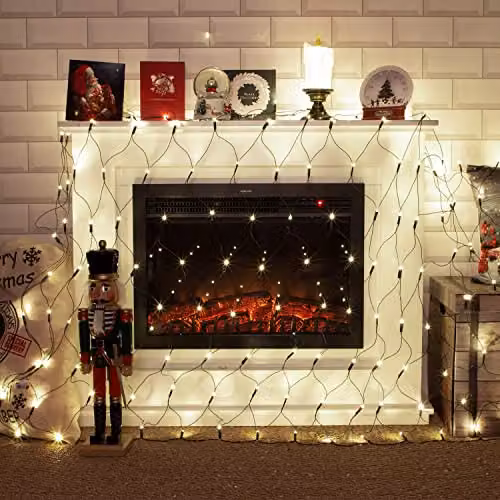 The Christmas Workshop 360 LED Bright White Curtain Style Christmas Net Lights, Mains Powered, W 3.5 m x H 1.2 m – 6