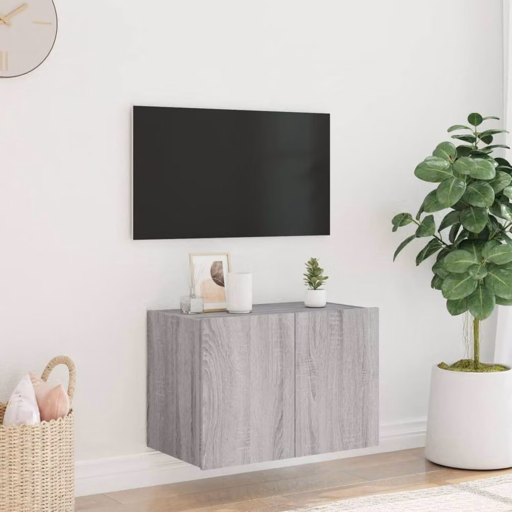 Berkfield Home TV Wall Cabinet with LED Lights in Grey Sonoma, W/D/H: 60 x 35 x 41 cm – 2