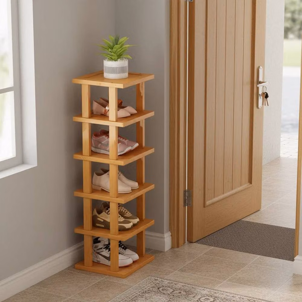 Kelvenix 6-Tier Bamboo Vertical Shoe Storage Rack in Brown – 2