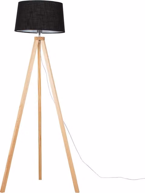 Barbro Brown Floor Lamp with Black Fabric Shade