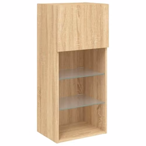 vidaXL Modern TV Cabinet with LED Lights in Sonoma Oak, Brown, W: 40.5 cm, D: 30 cm, H: 90 cm – 1