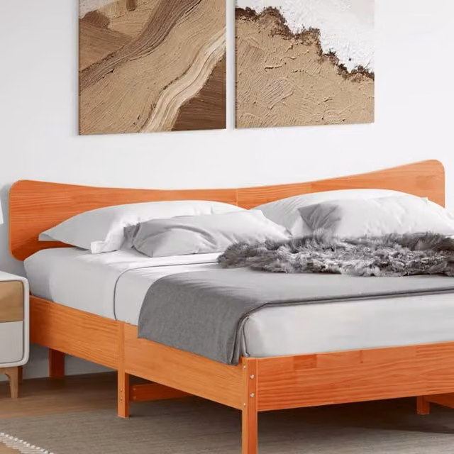 Berkfield Home Rustic Solid Wood Pine Headboard in Wax Brown, 200 cm