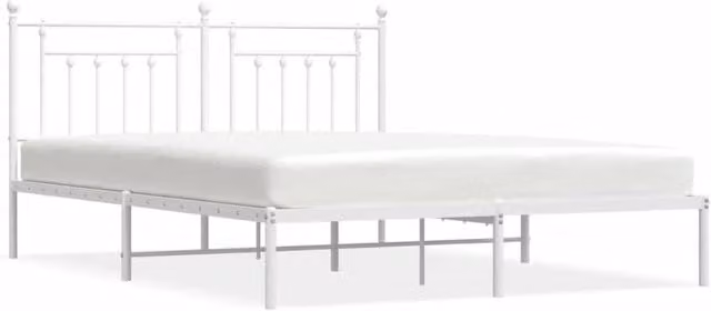 Berkfield Home Metal Bed Frame with Headboard, White, W: 160 cm, L: 200 cm