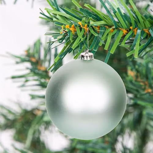 Shatchi Set of 6 Turquoise and Silver Round Plastic Christmas Baubles, Diameter: 10 cm – 2